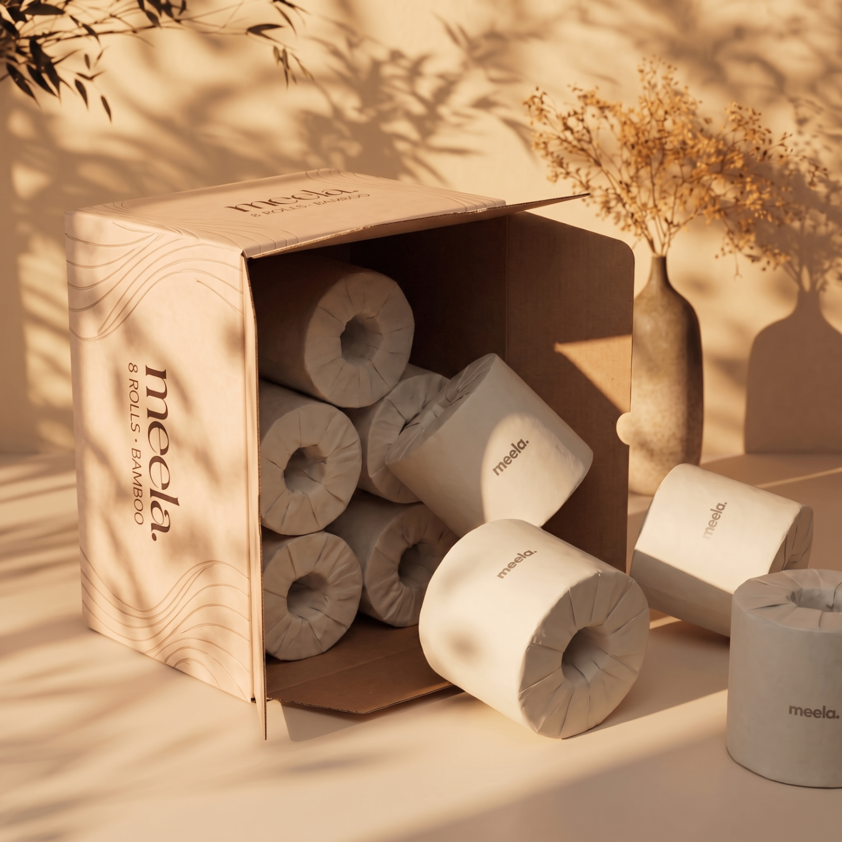 Meela bamboo toilet paper — 8 rolls per box